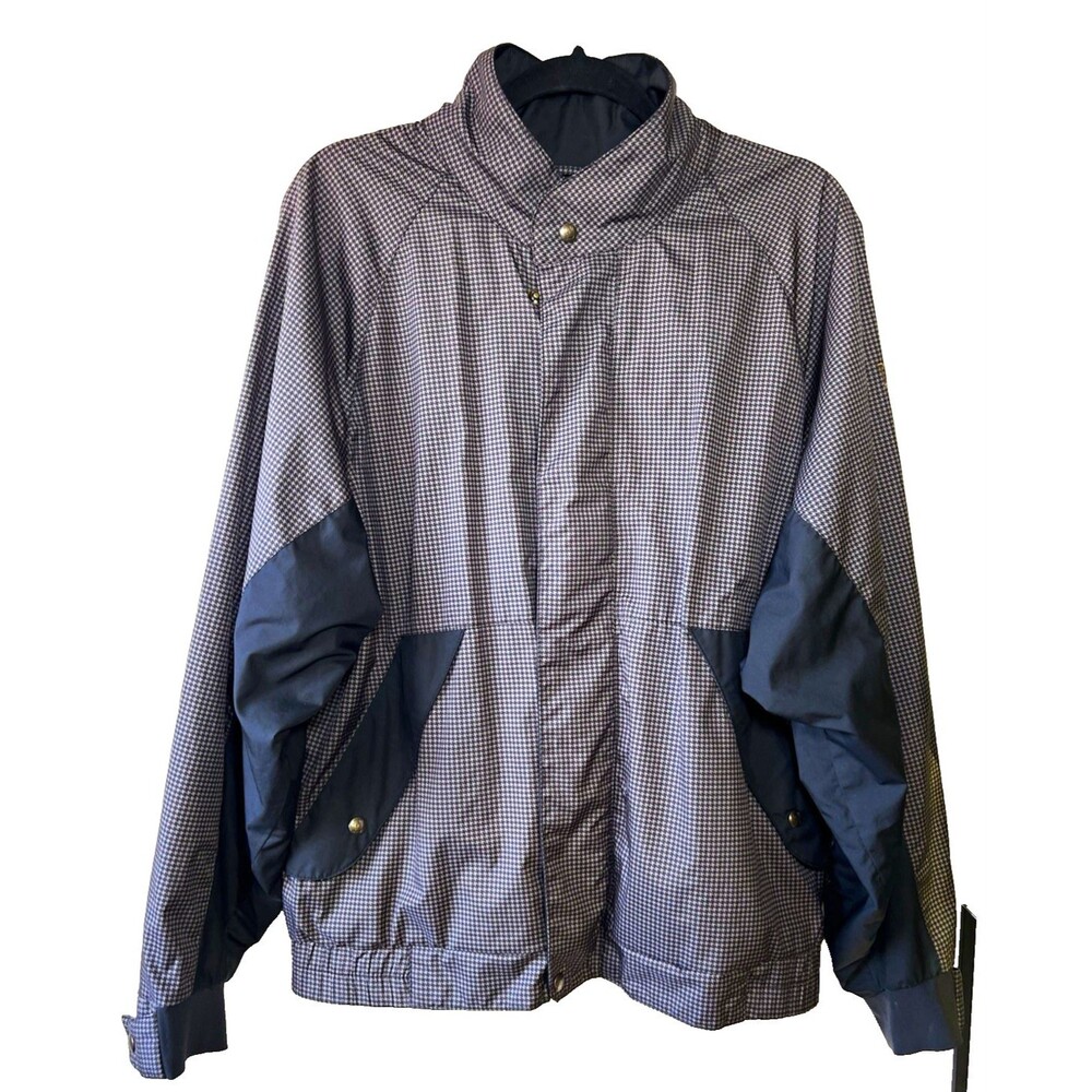 FootJoy DryJoys Men's M Gray Black Houndstooth Full Zip Golf Jacket